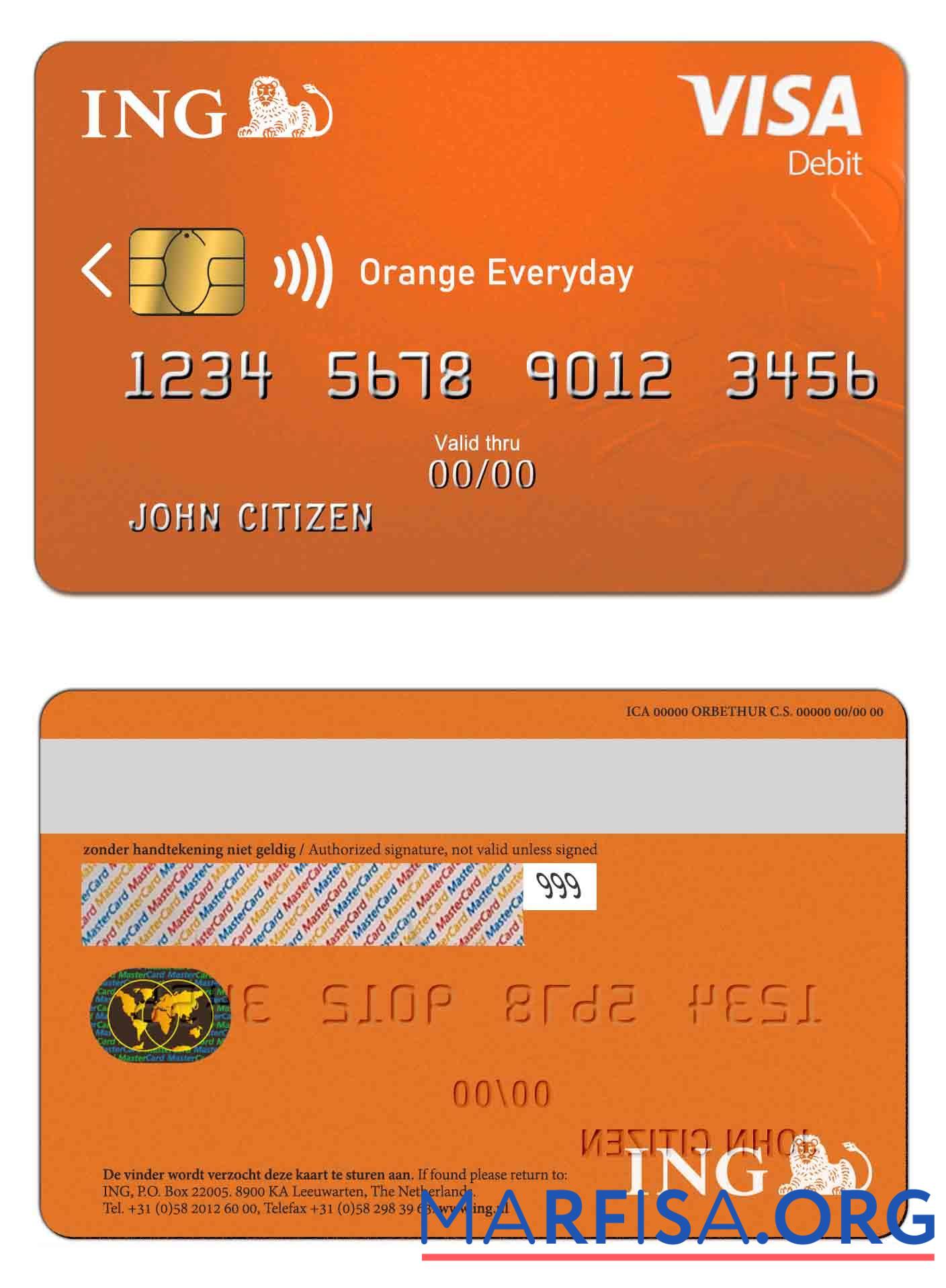 Downloadable Netherlands ING Orange VISA example
